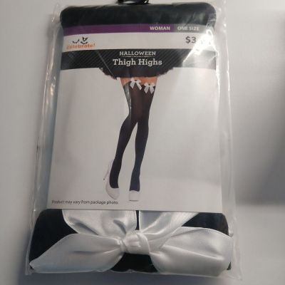 Black Thigh Heigh Stockings with Bow Costume Cosplay Dress Up Fancy Dress Drag